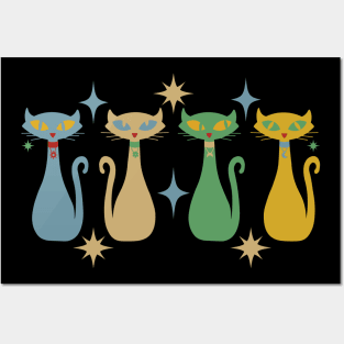Mid-Century Modern Look Cats 50s 60 Style Posters and Art